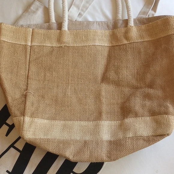 *50off3* 2 Shopping Tote Bags Trader Joe's Mini Burlap Vanity Fair - Picture 3 of 13